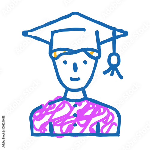study male doodle icon sketch vector. study male sign. isolated symbol illustration