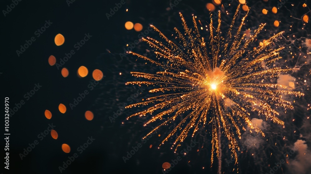Obraz premium Spectacular Fireworks Display Illuminating the Night Sky During a Celebratory Event