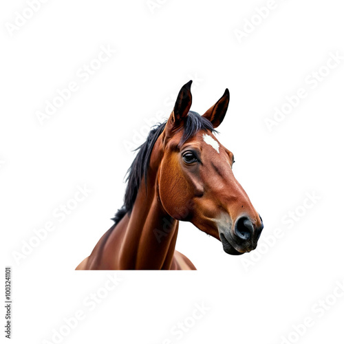 portrait of a horse  ,isolated on white background , transparent png image