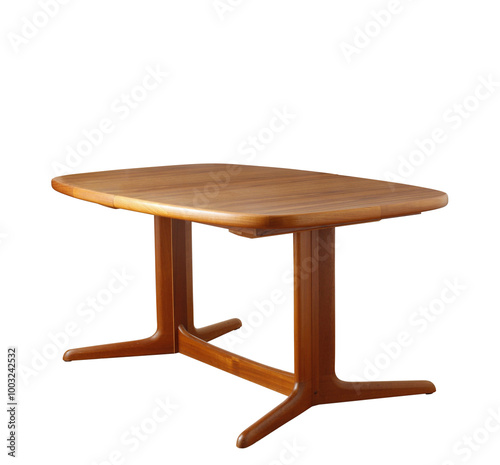 Vintage teak dining table. Teak grain on the tabletop. No background png.