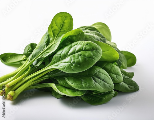 Green spinach over white background
