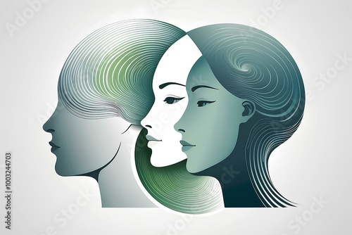 dual profiles of human faces symbolizing balance, connection, harmony, interpersonal relationships, and unity