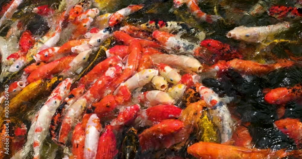 Swimming Fancy Carps or Koi Fishes in The Japanese Garden Koi Carps Japanese Koi Carps in a Decorative Pond Swimming Fancy Carps or Koi Fishes in The Japanese Garden Koi Carps Japanese Koi Carps in a Decorative Pond