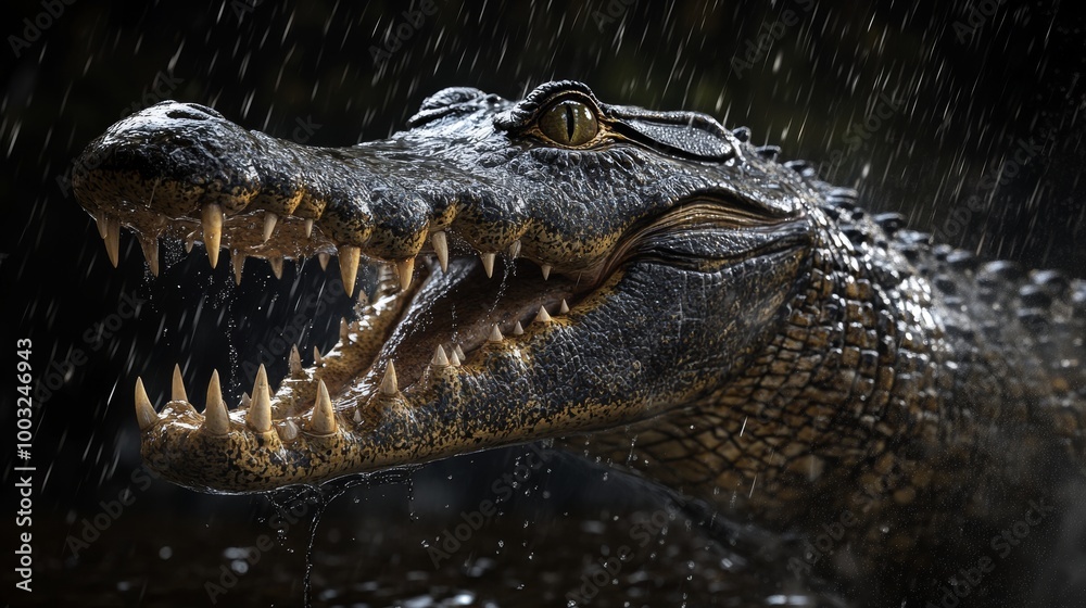 Obraz premium Stock photography image of a crocodile's head in HD 8K