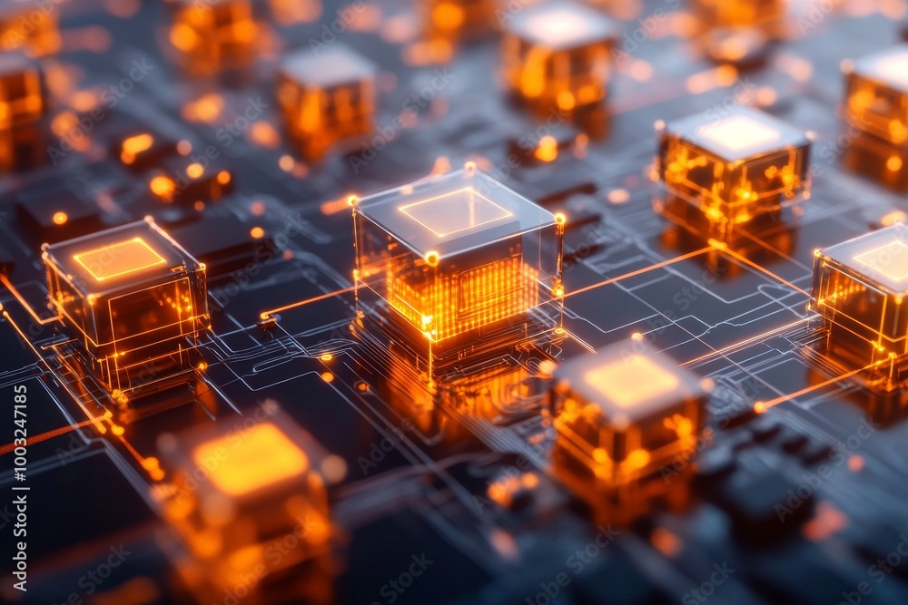 Abstract background wallpaper with futuristic graphic design and technological elements dedicated to blockchain and information technology