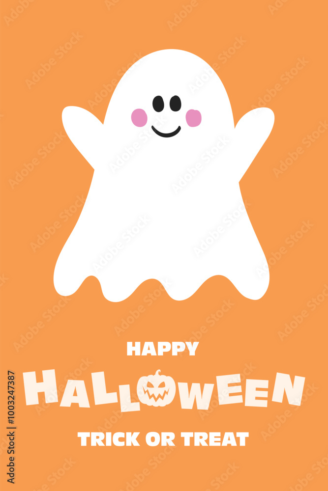 Happy Halloween. Cute card with hand drawn ghost. Vector illustration Happy Halloween. Cute card with hand drawn ghost. Vector illustration