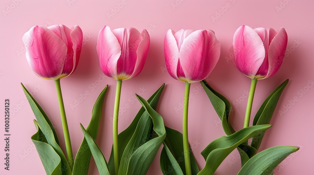 Tulip flowers on soft color background, romantic feminine composition, wedding invitation concept. Tulip flowers on soft color background, romantic feminine composition, wedding invitation concept.