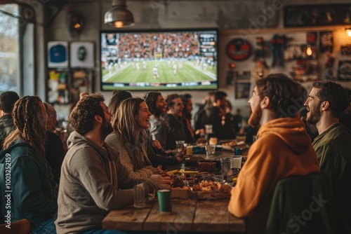 Wallpaper Mural A group of people are watching a football game at a bar Torontodigital.ca