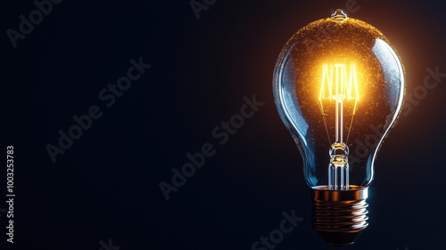 Glowing Incandescent Lightbulb Illuminating with Bright Energy and Innovation photo