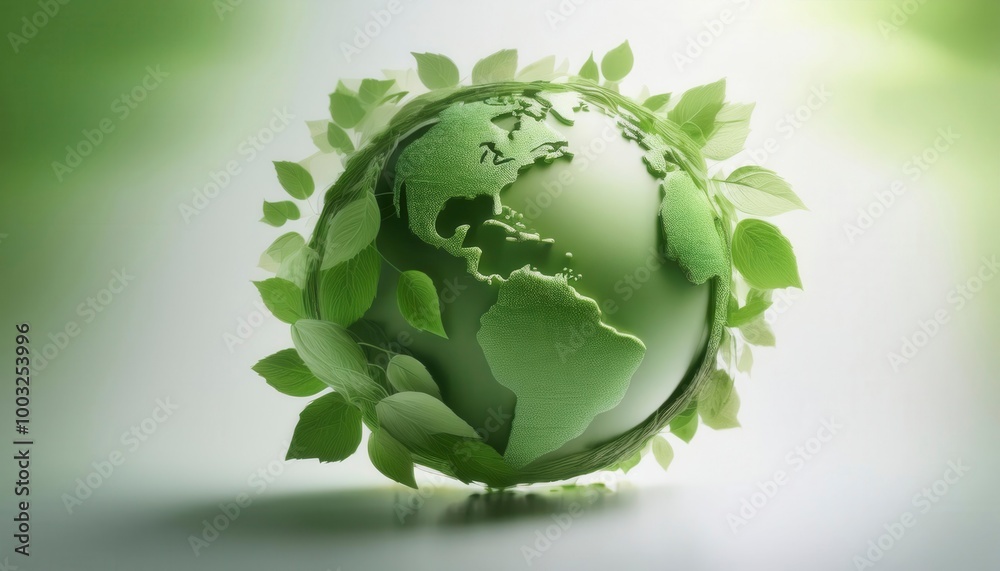 Eco friendly globe icon made of leaves. Generated image Eco friendly globe icon made of leaves. Generated image