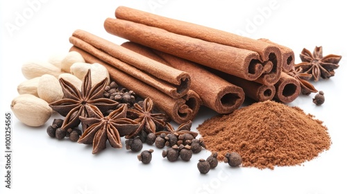 Wallpaper Mural A collection of spices including cinnamon sticks, star anise, and ground spice. Torontodigital.ca