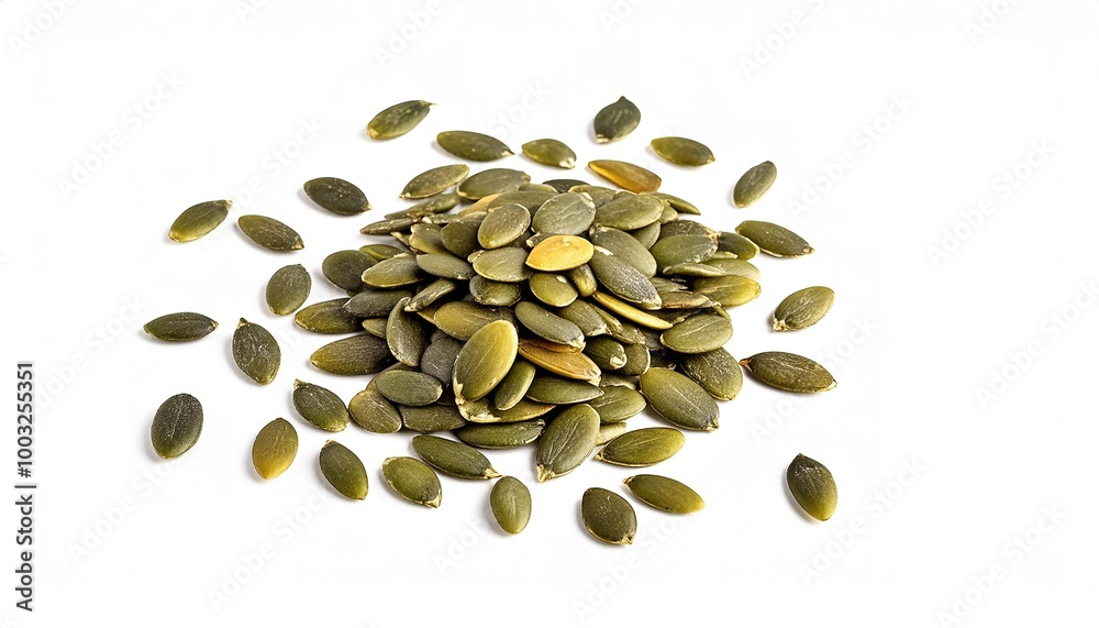 pumpkin seed or pepita are edible and typically flat and oval with one axis of symmetry, have a white outer husk, and are light green after the husk is removed. Isolated on white background pumpkin seed or pepita are edible and typically flat and oval with one axis of symmetry, have a white outer husk, and are light green after the husk is removed. Isolated on white background