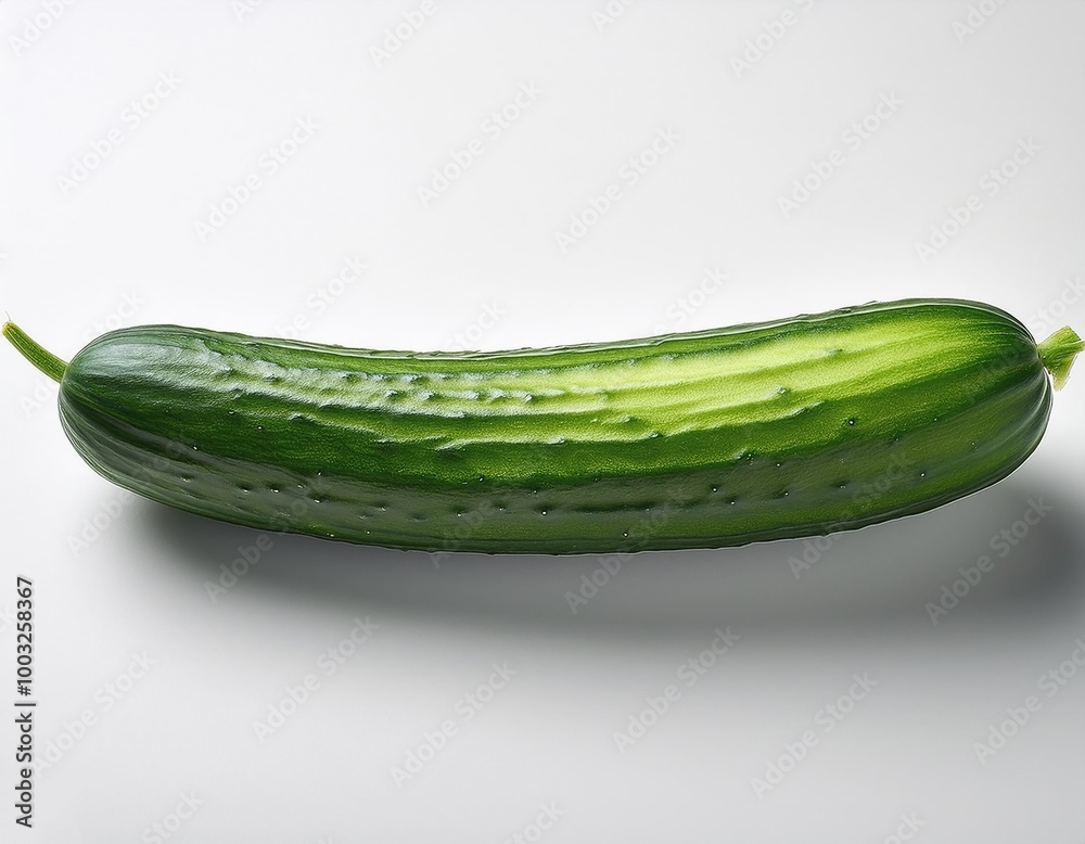 One long cucumber, cut in half to reveal the flesh, on a white background One long cucumber, cut in half to reveal the flesh, on a white background