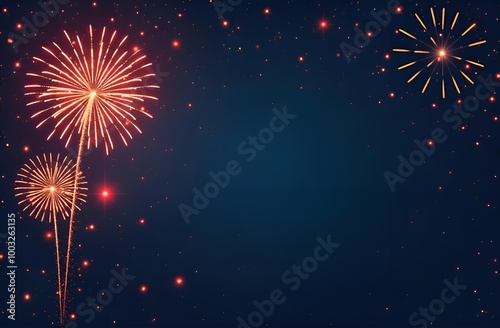 Fireworks in the night sky. Copy space.