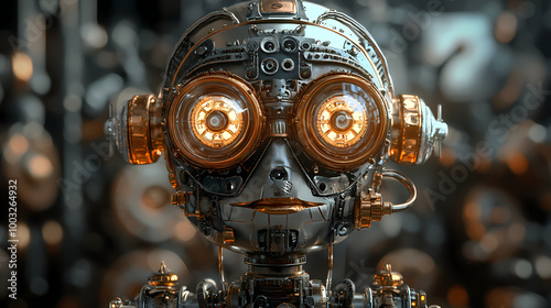 Portrait of a vintage robot. an artistic abstract steampunk fantasy. concept of a retro robot. 3d rendering. Steampunk Invention. Illustration