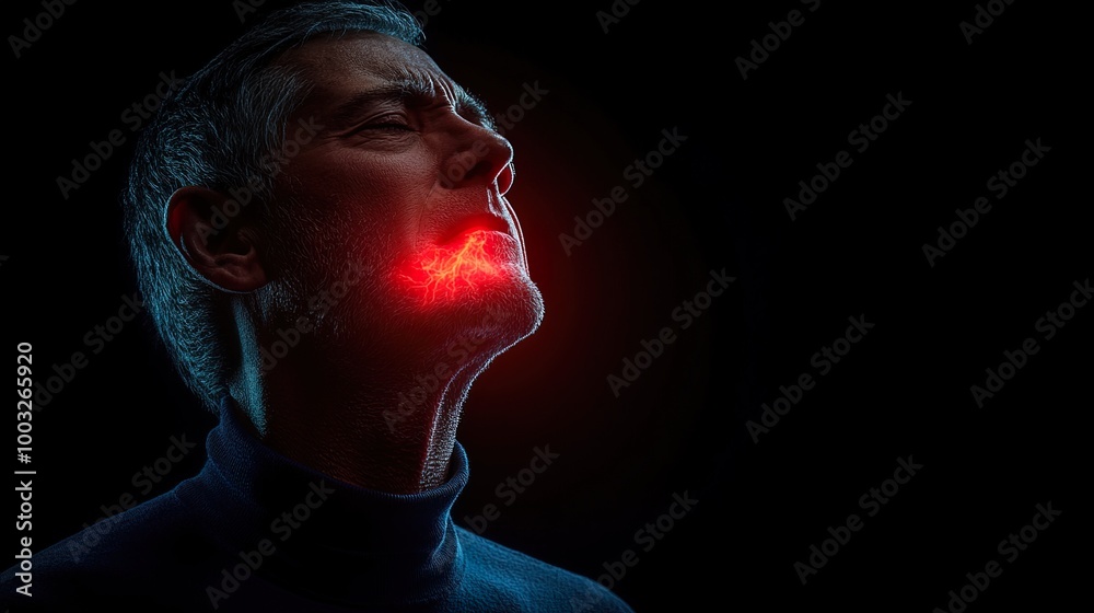 Man with Red Skin Inflammation on Face Man with Red Skin Inflammation on Face
