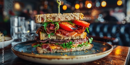 Tasty Sandwich Served on a Dish photo