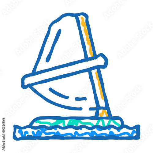 windsurfing water sport doodle icon sketch vector. windsurfing water sport sign. isolated symbol illustration