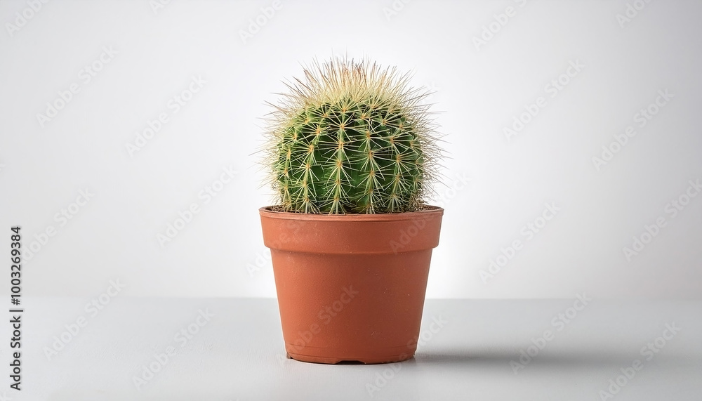Small cactus in a pot, on a white background Small cactus in a pot, on a white background