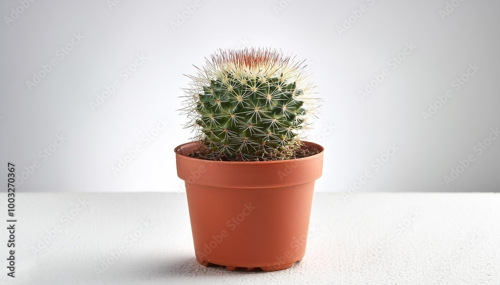 Small cactus in a pot, on a white background Small cactus in a pot, on a white background
