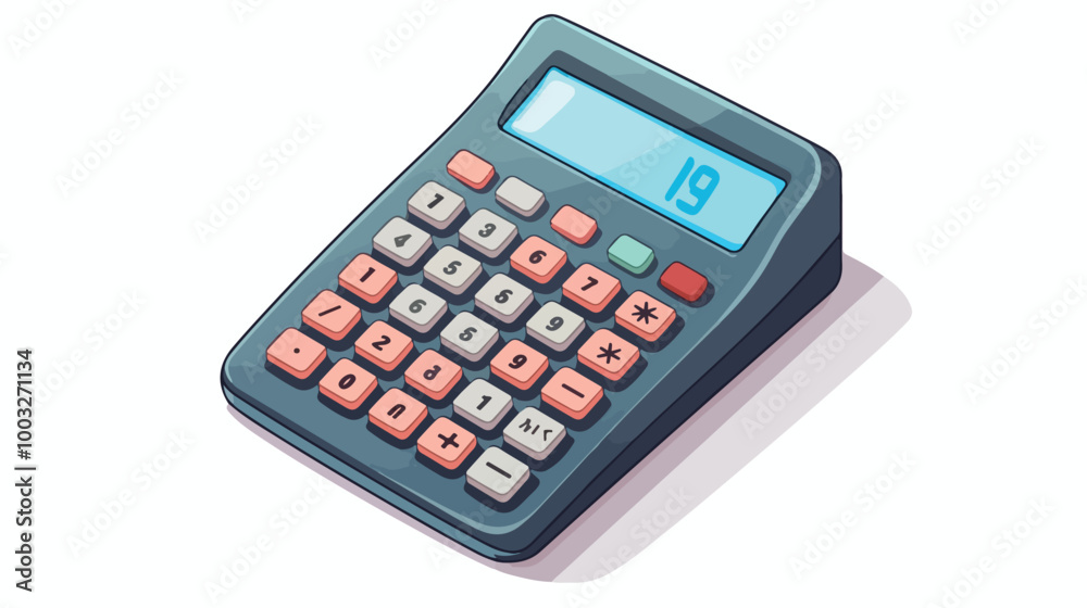 Professional Financial Calculator Device Isolated Icon in Cartoon Style Professional Financial Calculator Device Isolated Icon in Cartoon Style