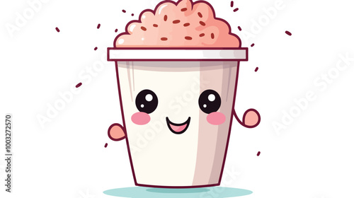 Cheerful and Cute Coffee Cup Character with Arms in Cartoon Style Vector Illustration