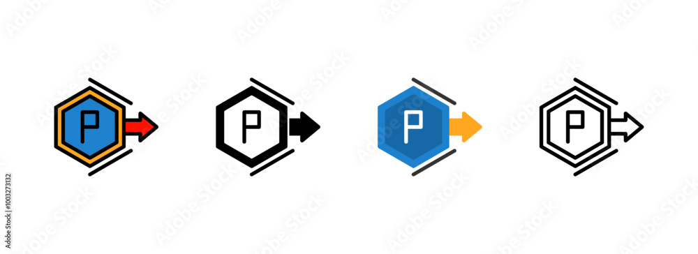 Set of Parking permitted zone Icon Set of Parking permitted zone Icon