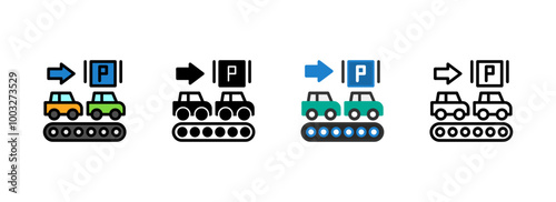 Set of Escalator in parking garage Icon