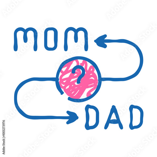 searching mom or dad after divorce doodle icon sketch vector. searching mom or dad after divorce sign. isolated symbol illustration
