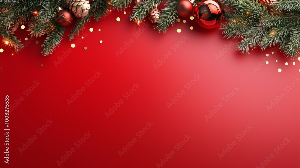 A red background with a bunch of Christmas decorations A red background with a bunch of Christmas decorations