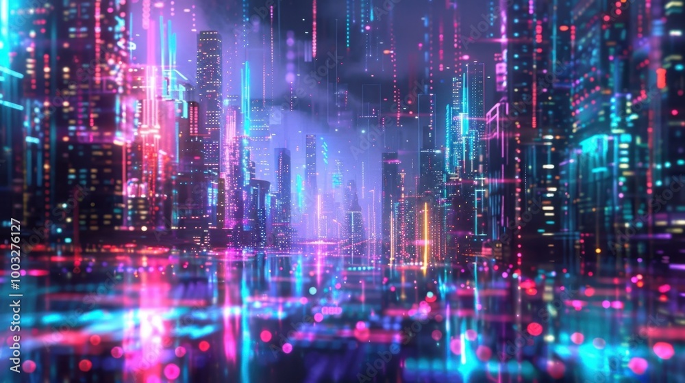 custom made wallpaper toronto digitalJubilant Digital Stream of Vibrant Neon Hued Particles Flowing Through a Futuristic Cityscape
