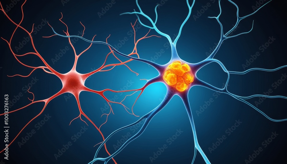 Synapse and Neuron in 3D Brain Illustration for Scientific Study Synapse and Neuron in 3D Brain Illustration for Scientific Study