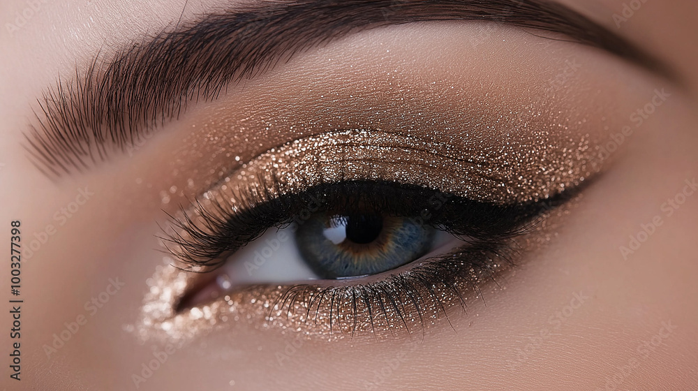 Naklejka premium Beautiful young woman , makeup , clean skin. Makeup artist , eyelashes with mascara in a beauty salon . Eyelash extension , beautiful eyebrows
