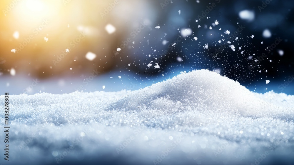 A snow covered hill with a bright sun shining on it A snow covered hill with a bright sun shining on it
