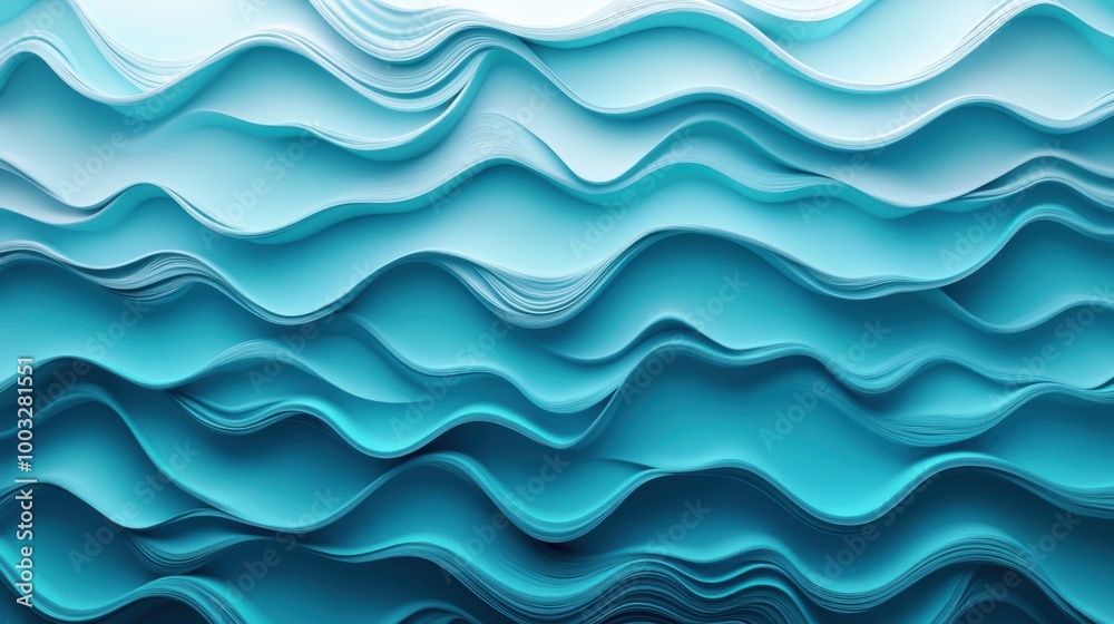 Abstract blue wavy design on a light background. Fluid art pattern for design and wallpaper.