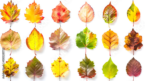 colorful leaves with white background