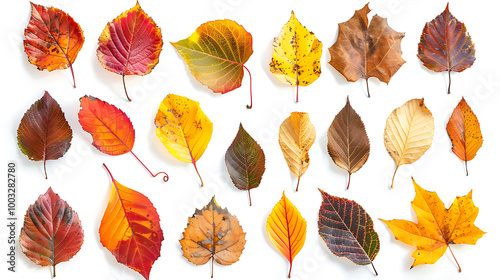 colorful leaves with white background