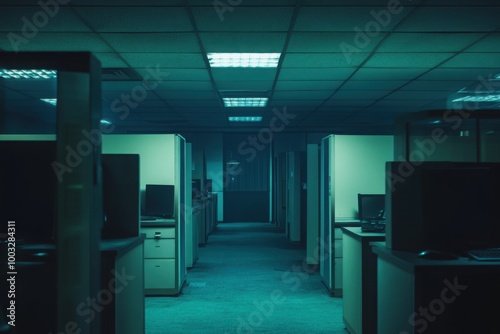 High-rise office cubicle that eerie environment, with copy space photo