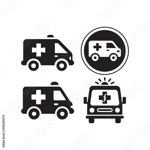 set of ambulance icons