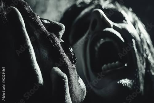 Demonic possession scene, with copy space