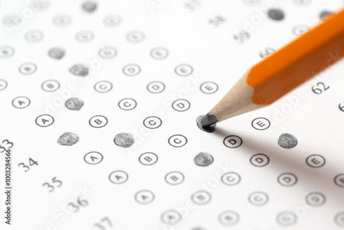 Canvas Print Pencil and multiple choice test sheet