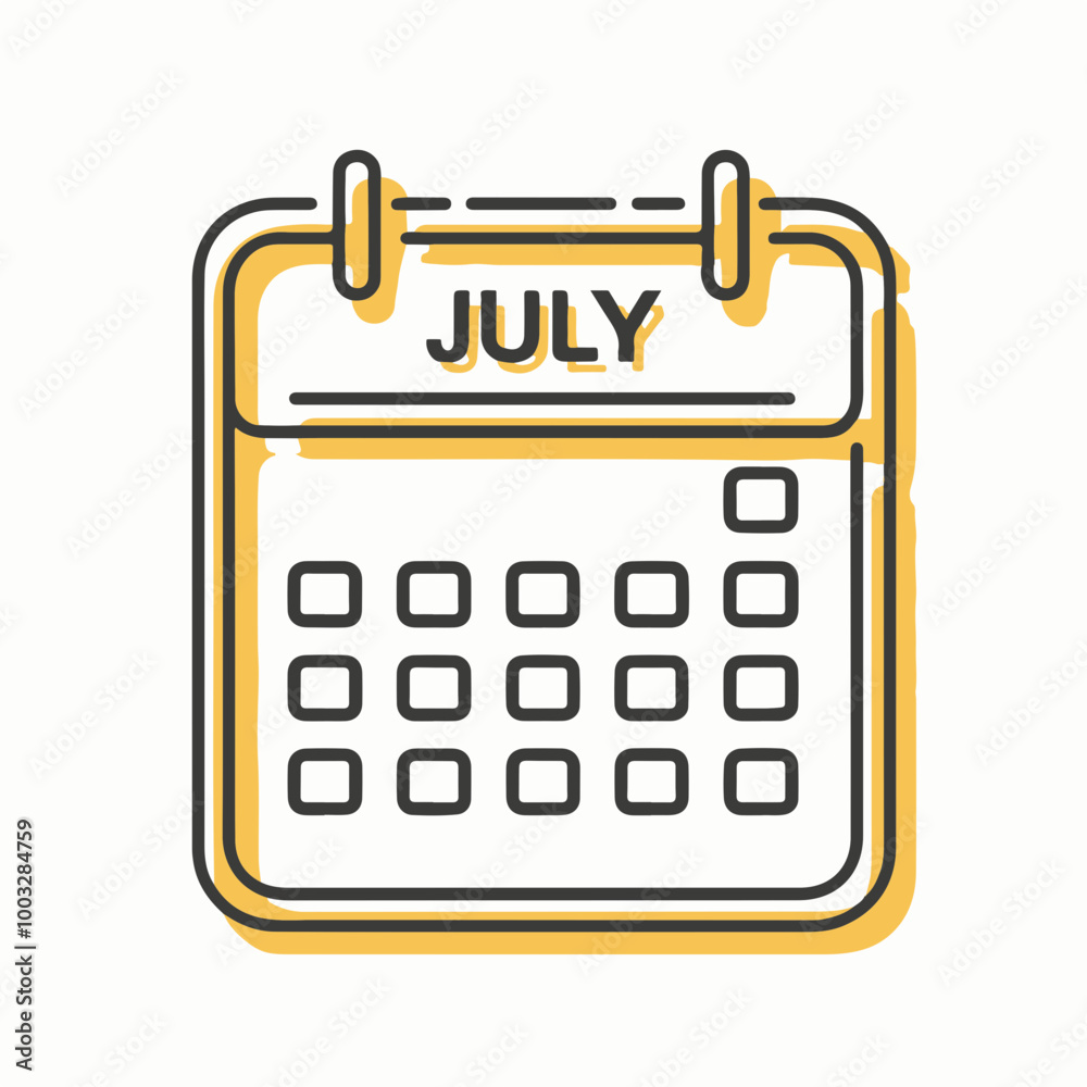 Vector Calendar Illustration for July Month