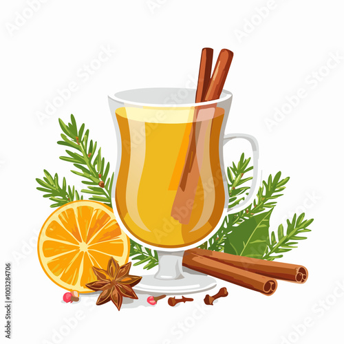 Warm Spiced Drink with Citrus and Herbs Display