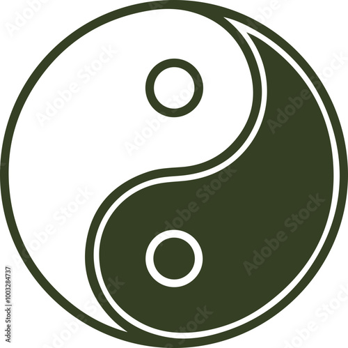 Yin Yang Symbol in Minimalist Vector Style