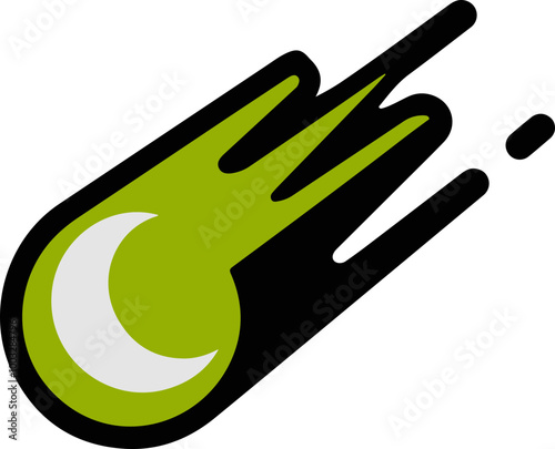 Stylized Green Meteor with Motion Effects