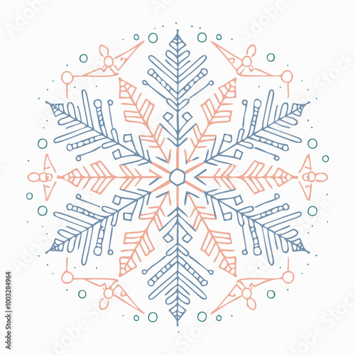 Elegant Geometric Snowflake Design in Vector Style