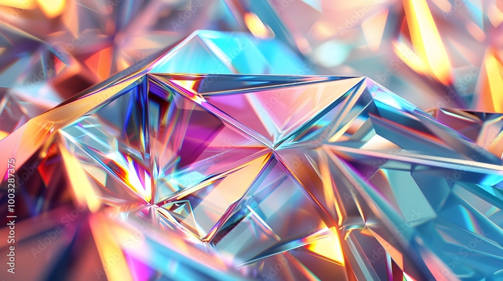 3D Rendered Iridescent Geometric Silhouette in a Clean Industrial Environment 3D Rendered Iridescent Geometric Silhouette in a Clean Industrial Environment
