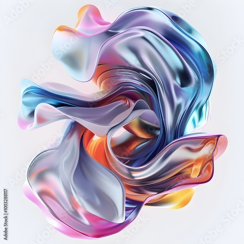 3D Rendered Abstract Fluid Forms with Organic Contours and Vivid Gradients
