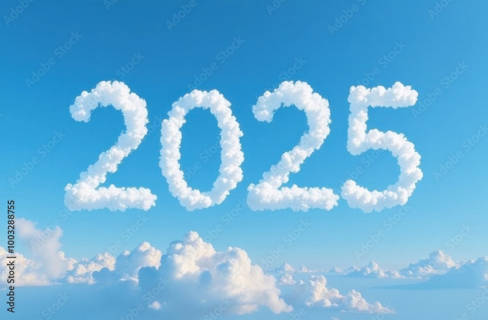 Clouds forming the number 2025 in the sky Clouds forming the number 2025 in the sky