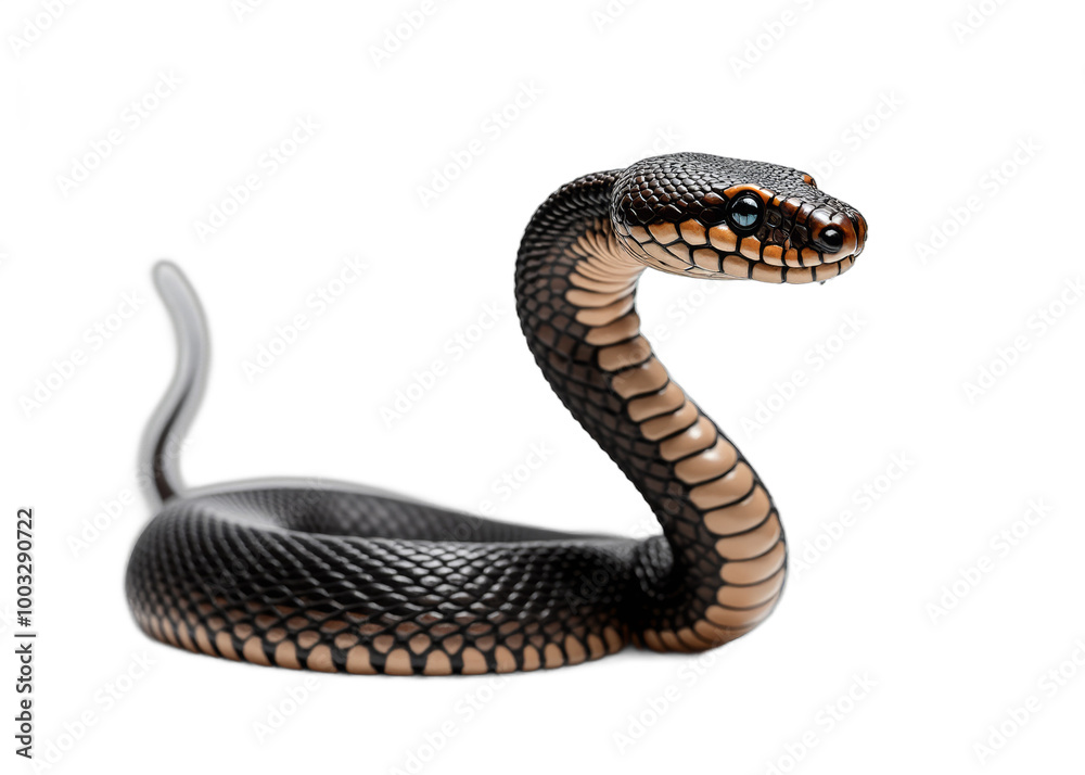 Obraz premium A black and brown snake with a blue eye